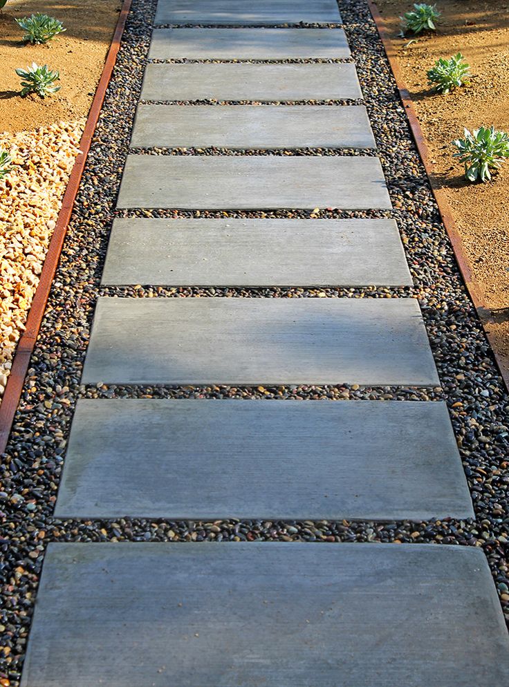 Concrete Paver Walkway with River Rocks - Los Angeles - by Flores Artscape, Inc_ _ Houzz
